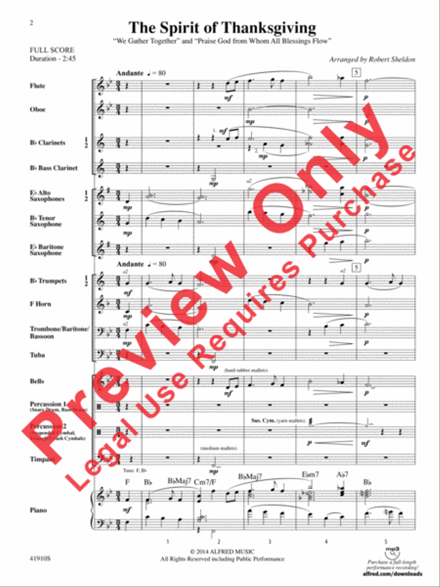 The Spirit of Thanksgiving Concert Band scores gallery preview page 3