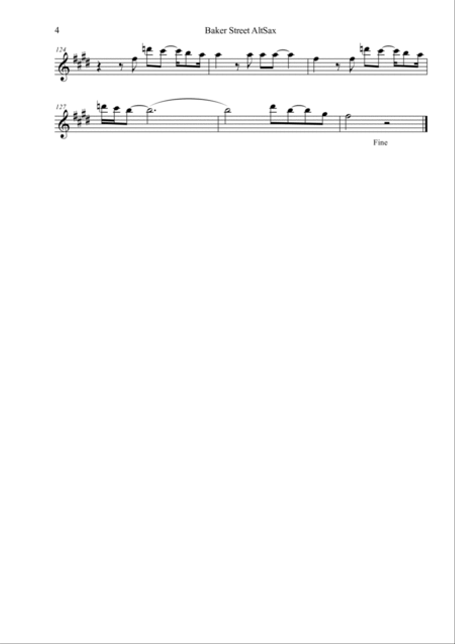 Baker street shop sax sheet music