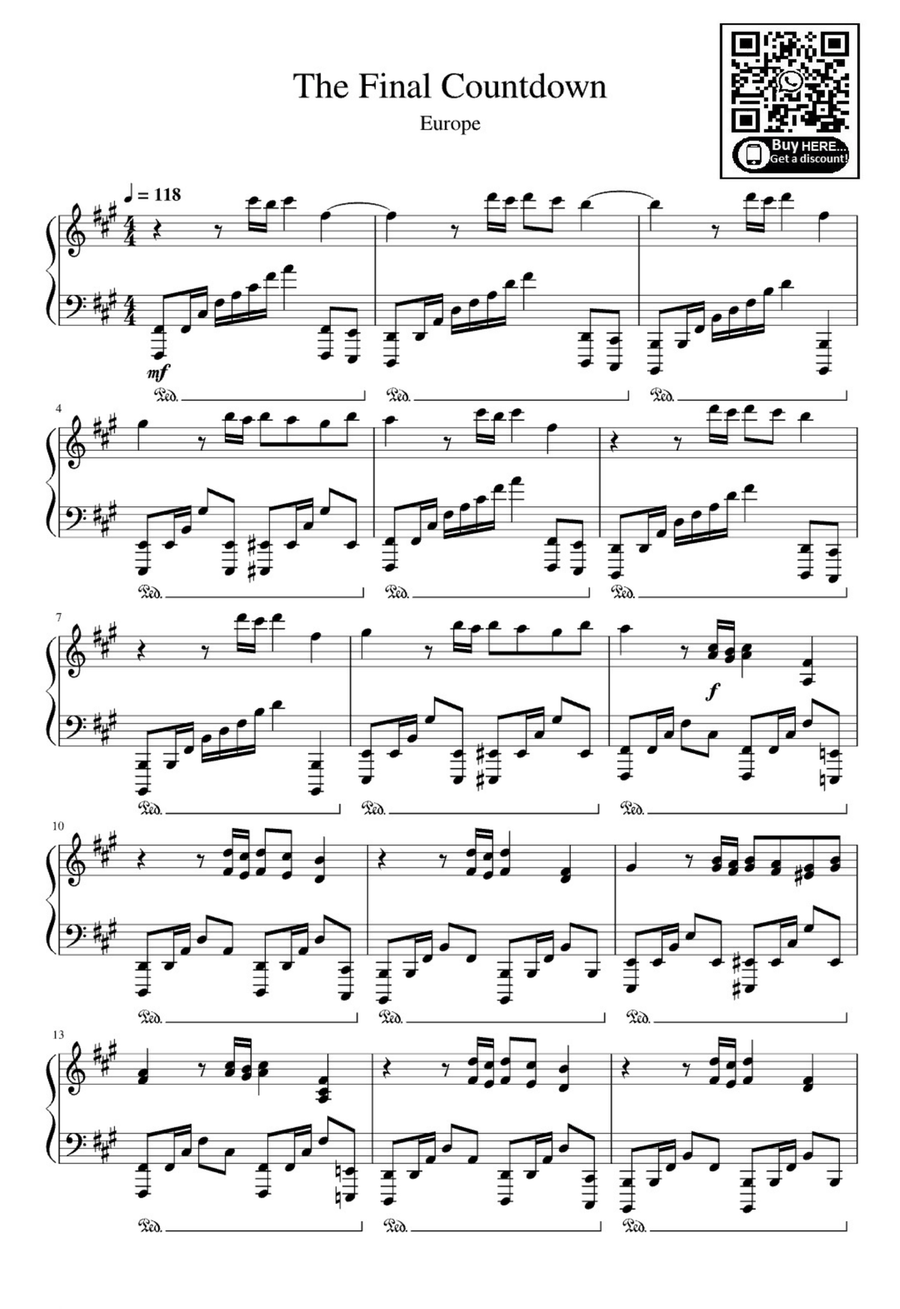 Final Countdown Easy Piano scores gallery preview page 1