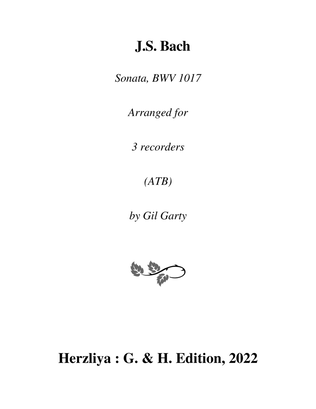 Sonata, BWV 1017 (arranged for 3 recorders (ATB))