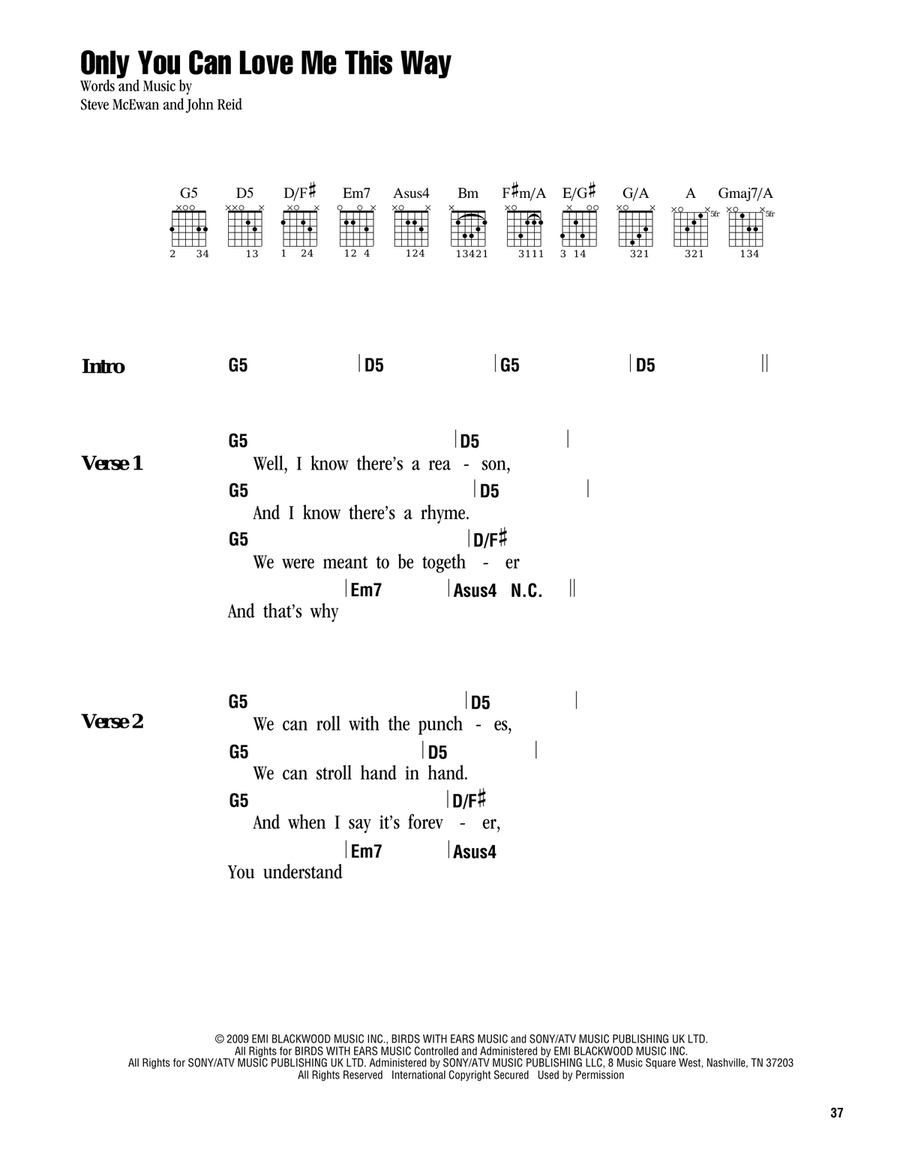 Only You Can Love Me This Way Acoustic Guitar scores gallery preview page 1