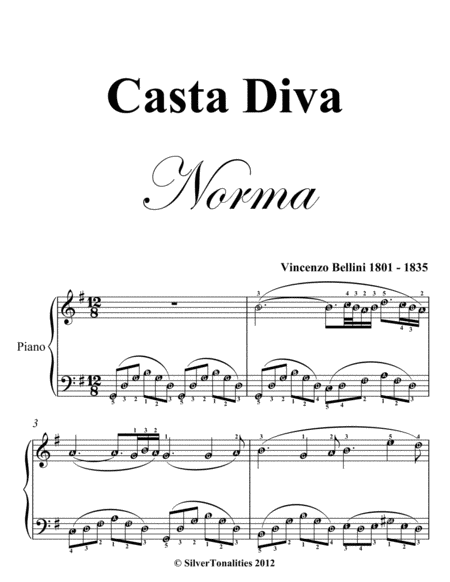 Casta Diva Easy Piano Sheet Music