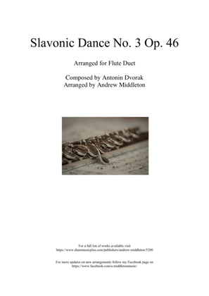 Slavonic Dance No. 3 Op. 46 arranged for Flute Duet