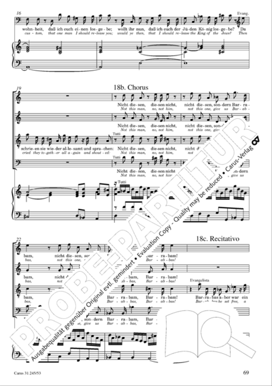 St. John Passion (Johannes-Passion) 4-Part scores gallery preview page 70