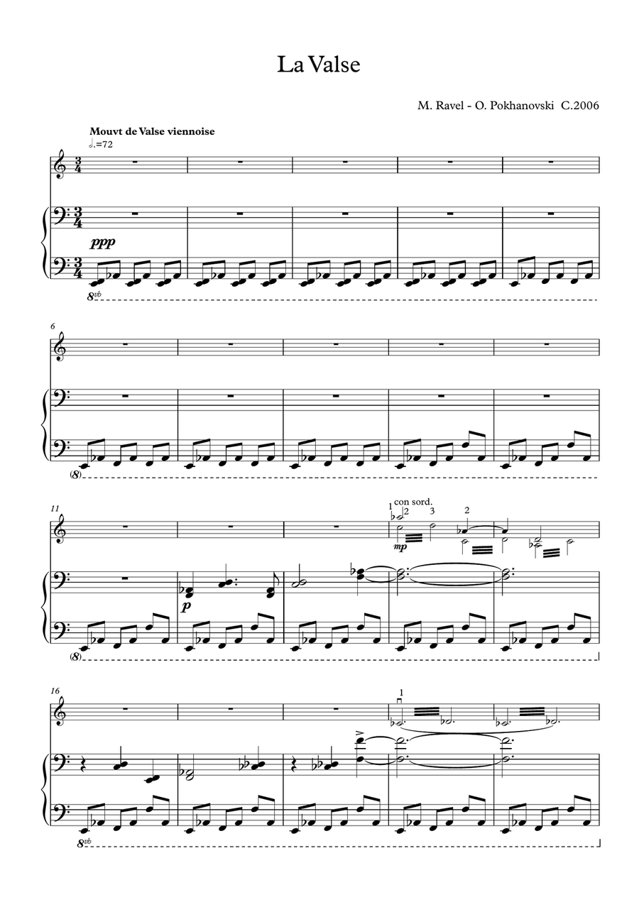 Ravel La Valse for violin and piano Violin Solo scores gallery preview page 1