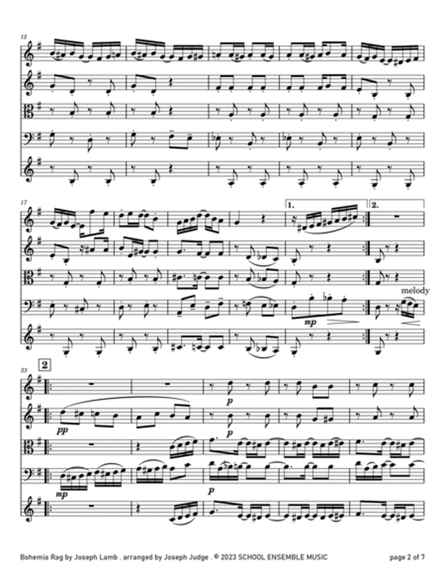 Bohemia Rag by Joseph Lamb for String Quartet in Schools image number null