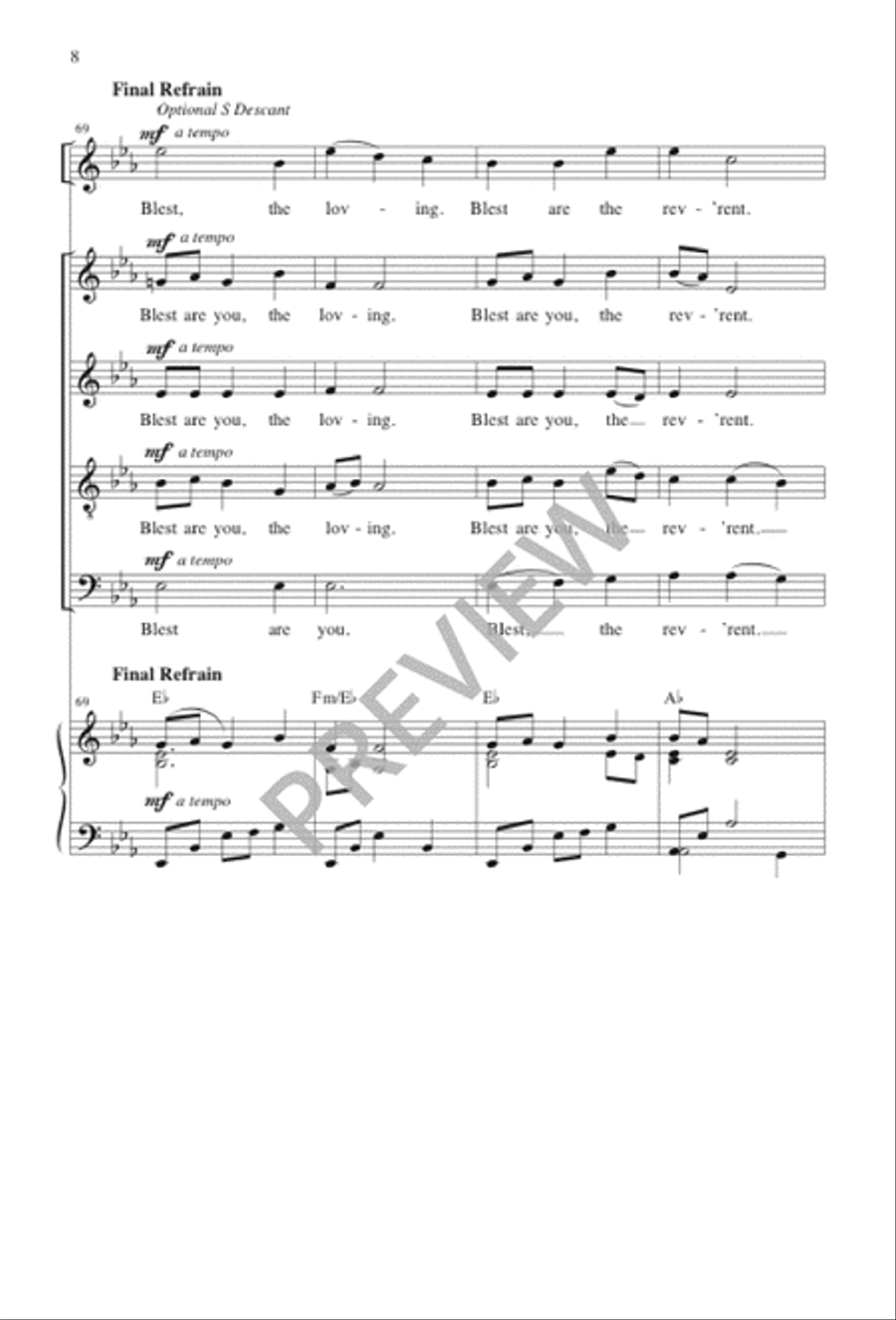 Blest Are You 4-Part scores gallery preview page 9