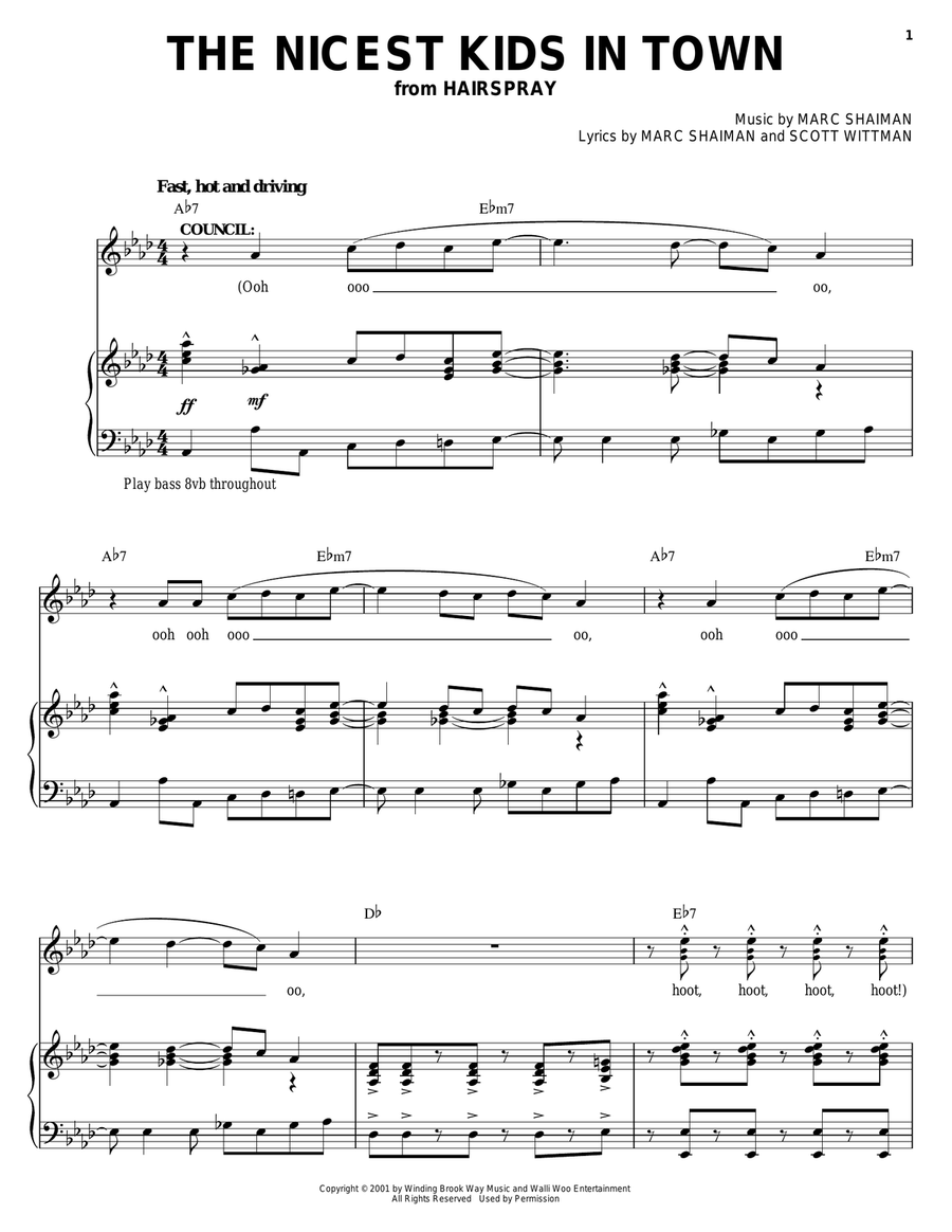 The Nicest Kids In Town The Nicest Kids In Town Piano, Vocal scores gallery preview page 1