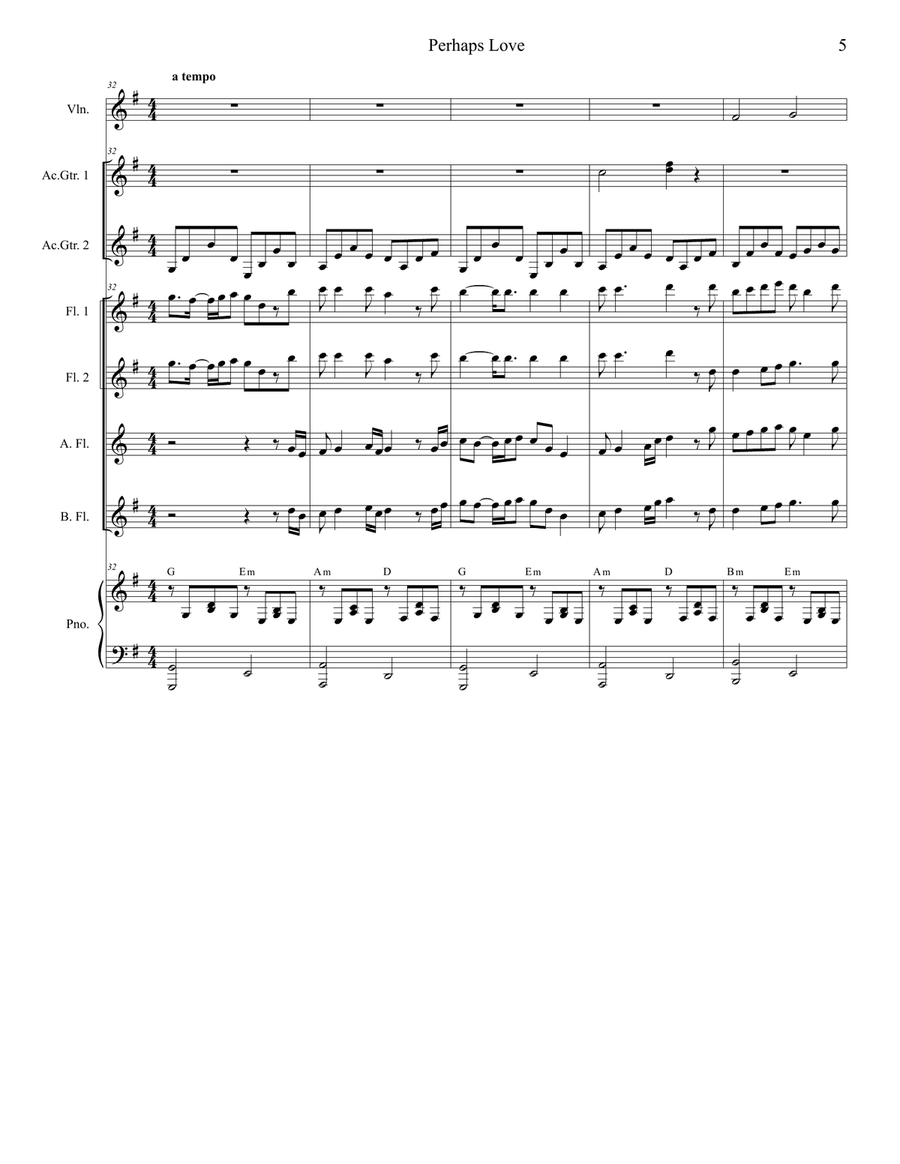 Perhaps Love Perhaps Love Woodwind Ensemble scores gallery preview page 5