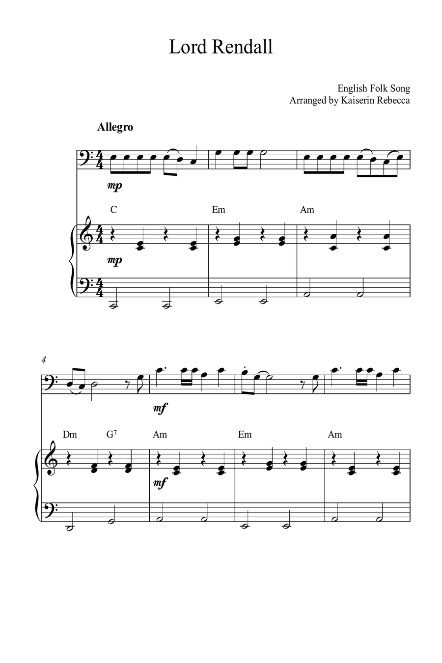 Lord Rendall Lord Rendall Bassoon scores gallery preview page 1