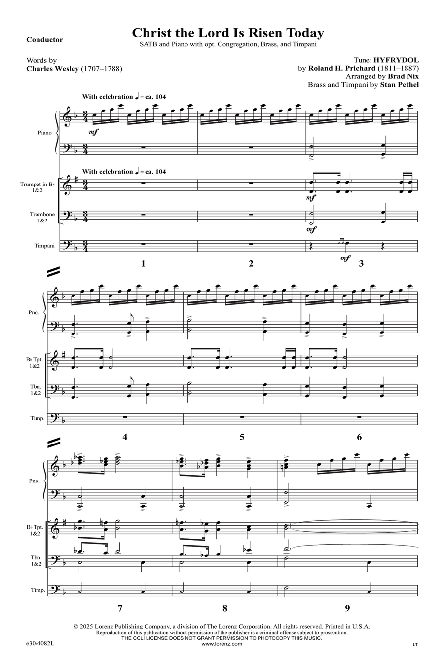 Christ the Lord Is Risen Today - Downloadable Brass and Timpani Score and Parts Percussion scores gallery preview page 2