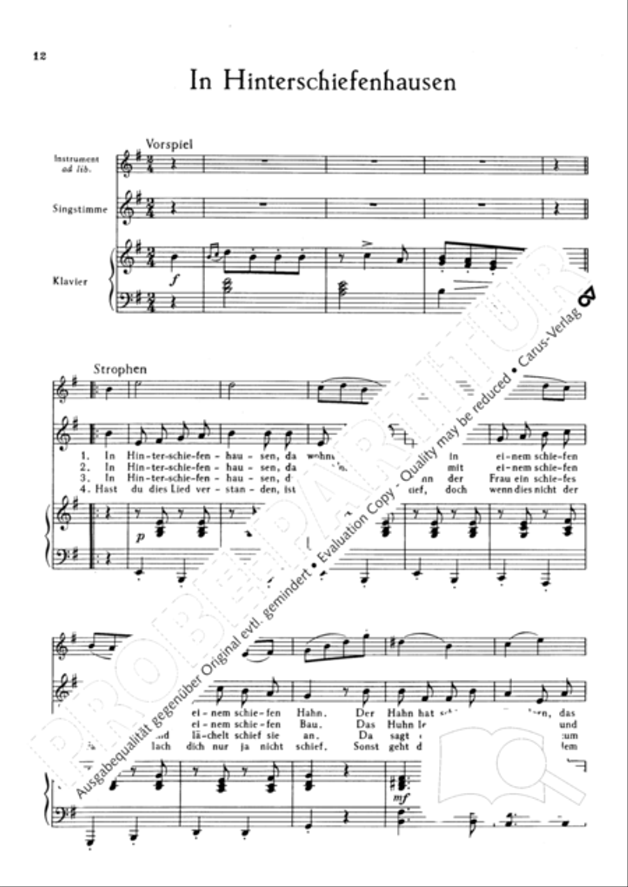 Dunkel war's, der Mond schien helle. 10 Lieder und Chansons Choir scores gallery preview page 12