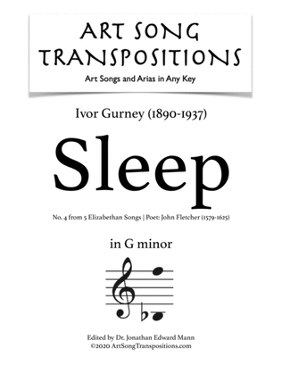 Book cover for GURNEY: Sleep (transposed to G minor)