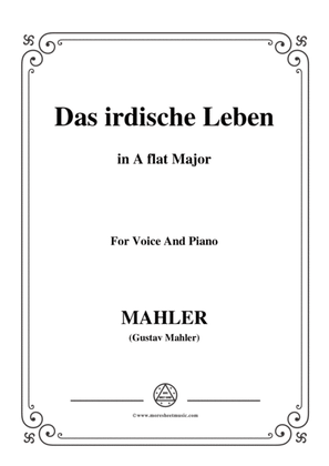 Book cover for Mahler-Das irdische Leben in A flat Major,for Voice and Piano