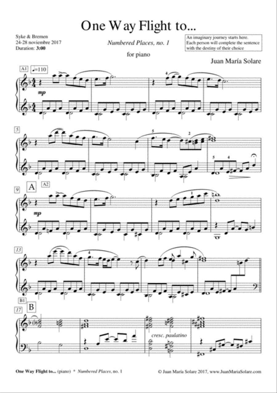 Numbered Places [11 pieces for piano solo]