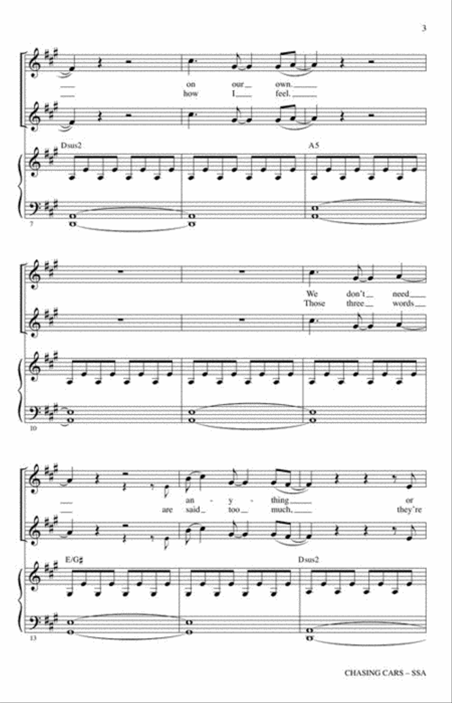 Chasing Cars SSA scores gallery preview page 4