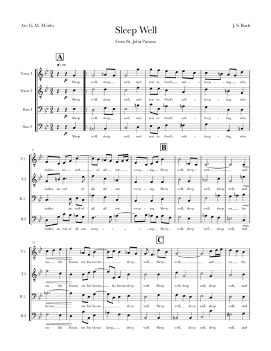 Sleep Well - from St. John Passion - TTBB TTBB scores gallery preview page 2