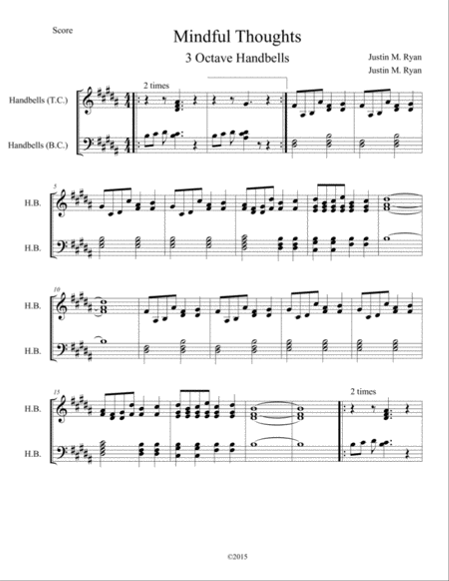 Mindful Thoughts Handbell Choir scores gallery preview page 1