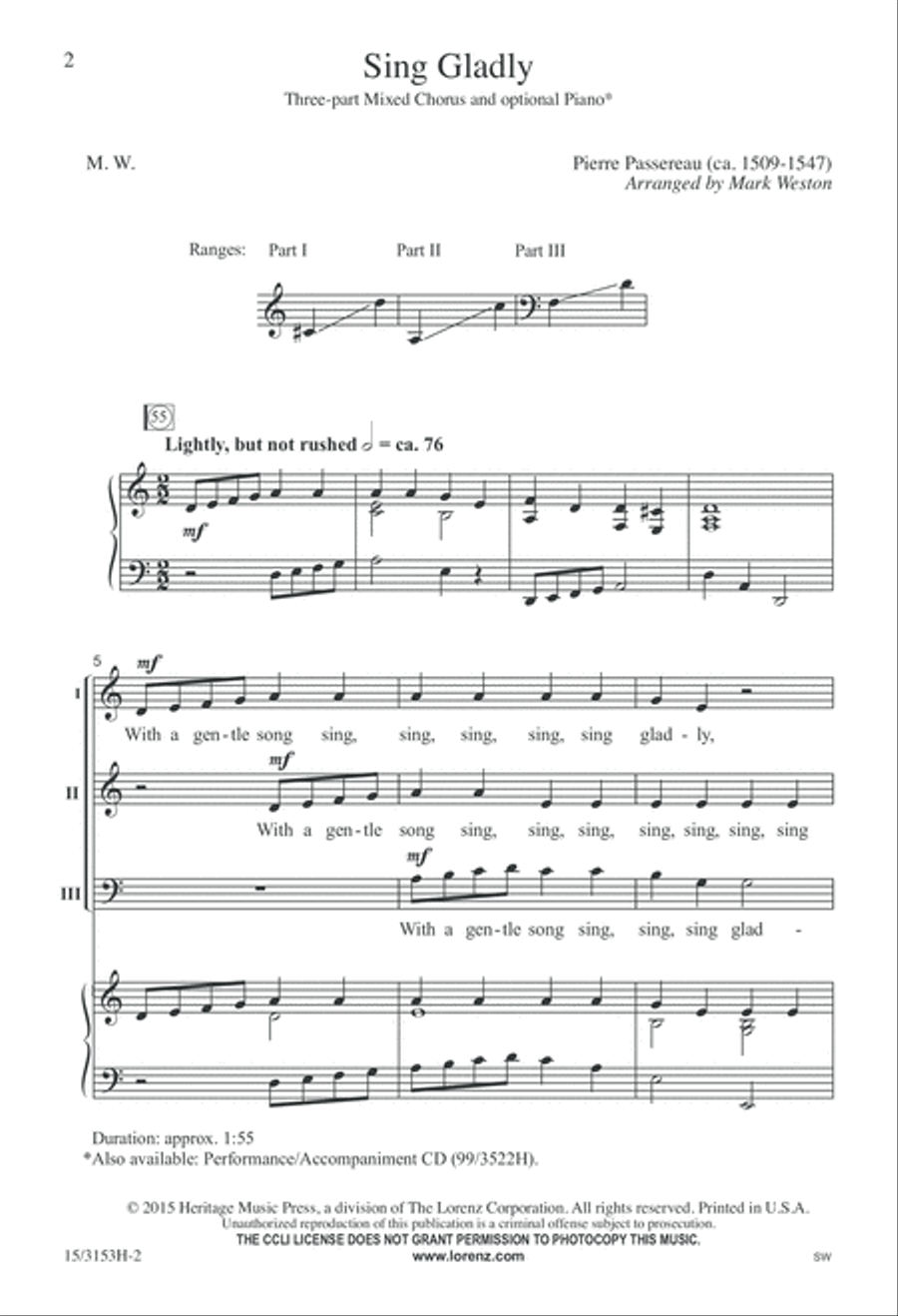Sing Gladly Sing Gladly 3-Part scores gallery preview page 2