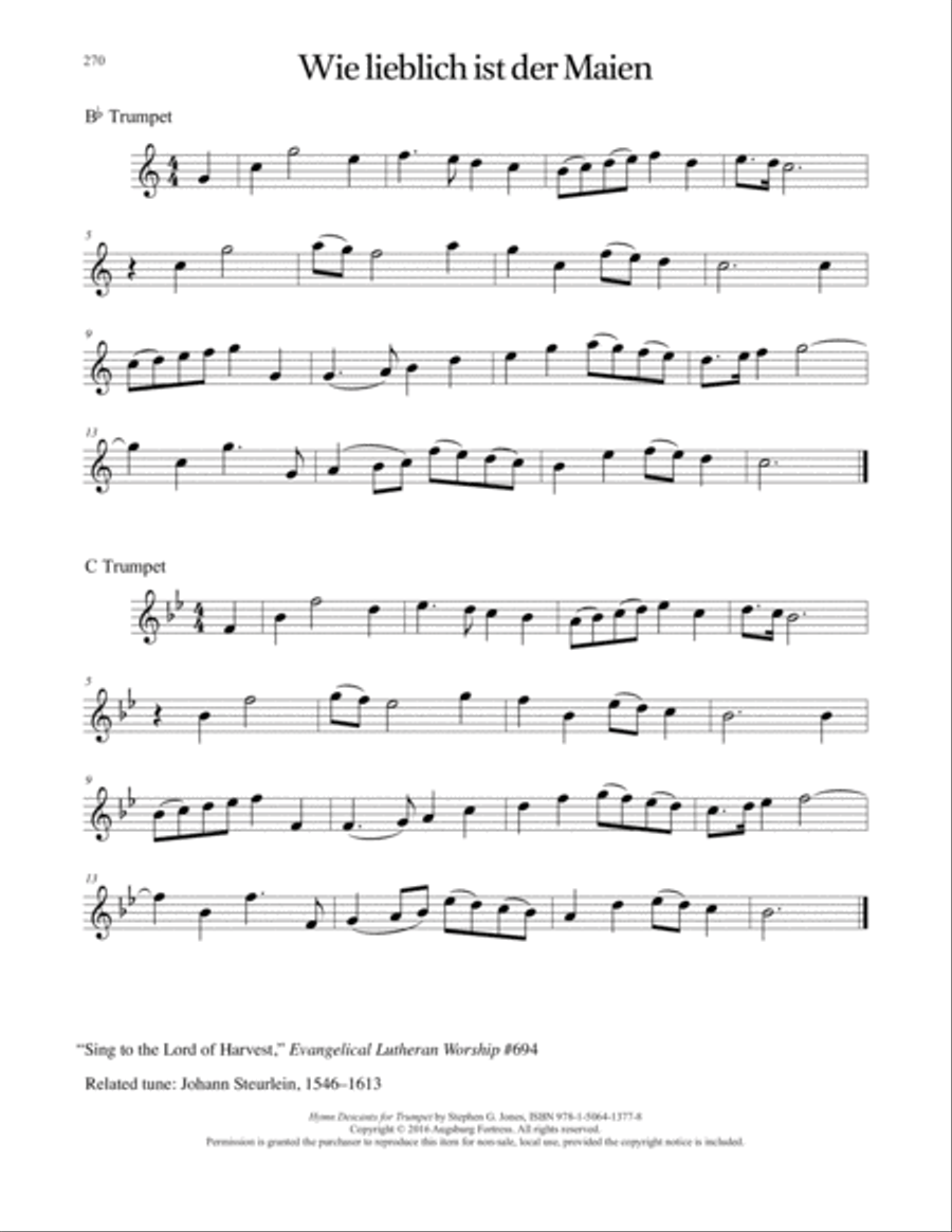 Hymn Descants for Trumpet C Trumpet scores gallery preview page 271