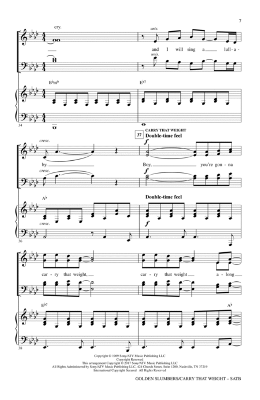 Golden Slumbers/Carry That Weight (from Sing) (arr. Mac Huff) 4-Part scores gallery preview page 6