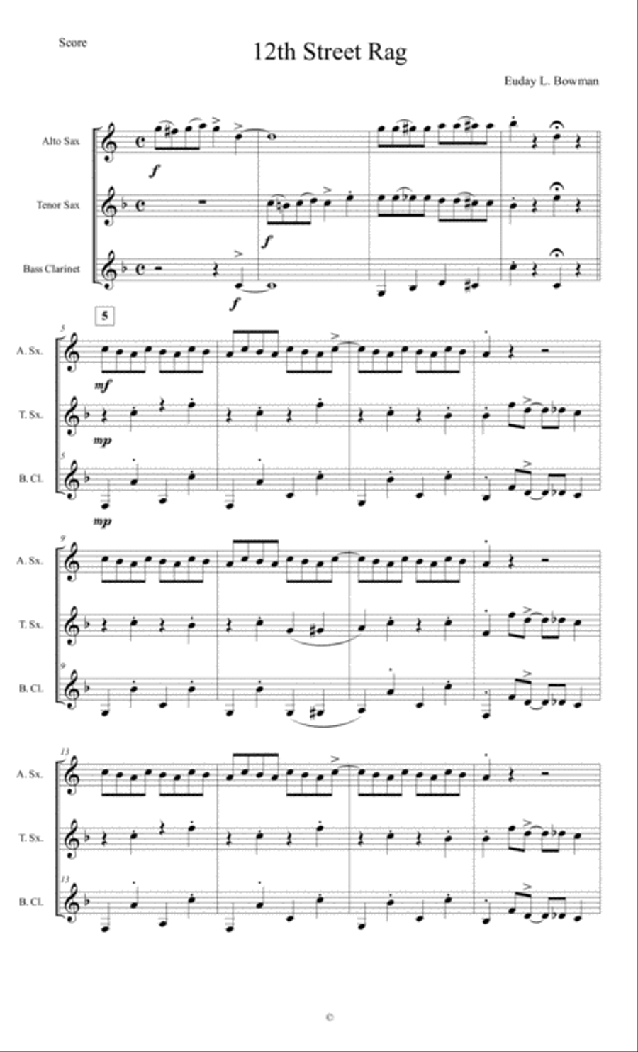 12th Street Rag Woodwind Trio scores gallery preview page 1