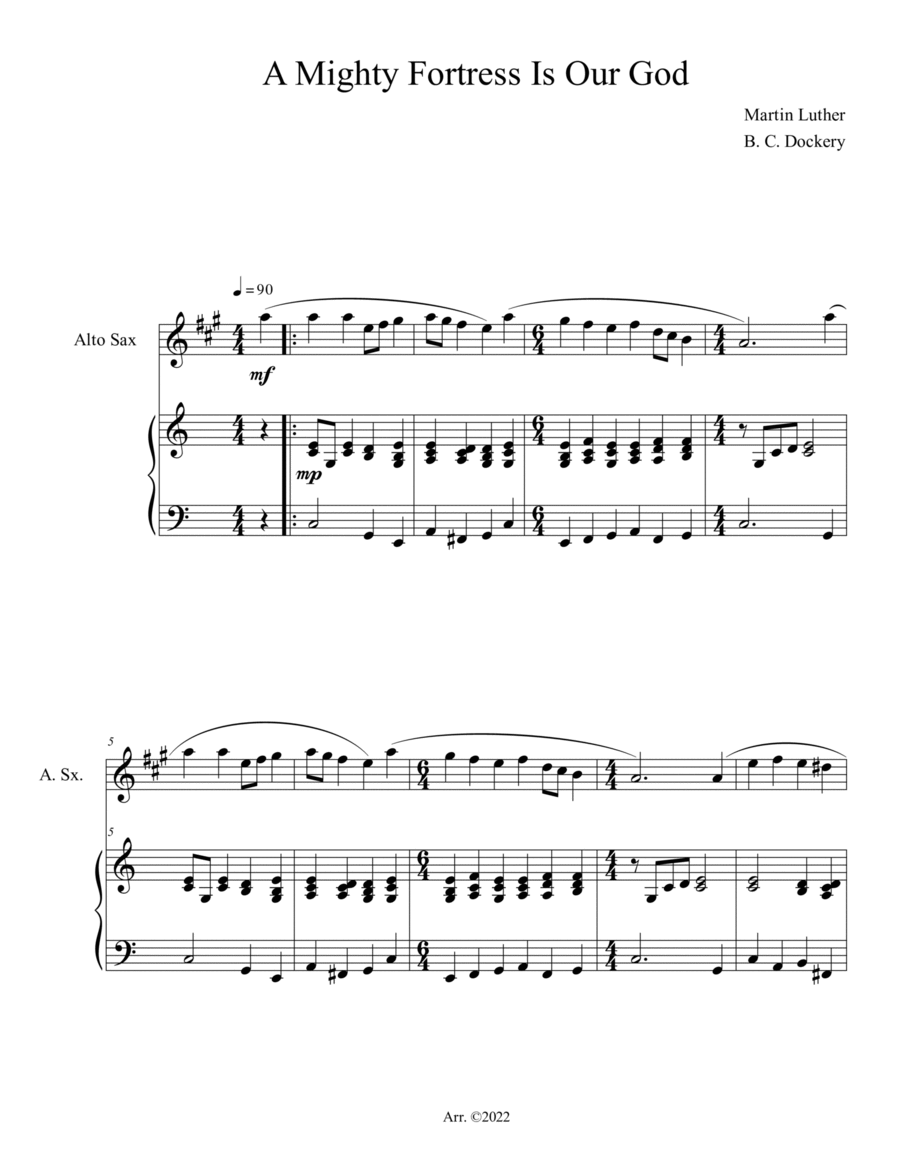 A Mighty Fortress is Our God (Alto Sax Solo with Piano Accompaniment) Alto Saxophone scores gallery preview page 1