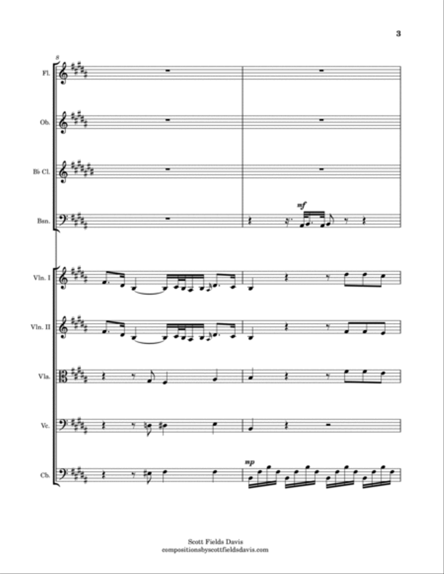 John Field, Sonata IV (Movement I) arranged for orchestra by Scott Fields Davis Chamber Orchestra scores gallery preview page 3