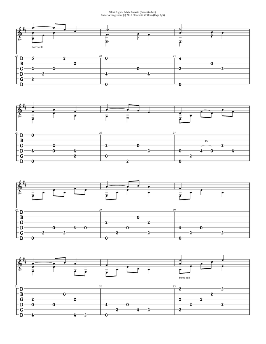 Silent Night (For Fingerstyle Guitar Tuned Open G - DGDGBD) Acoustic Guitar scores gallery preview page 3