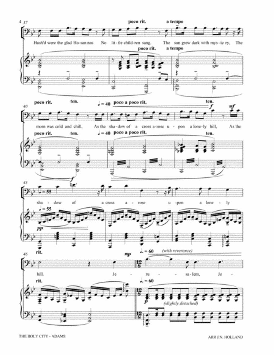 The Holy City for Solo Baritone Voice and Piano (Key of Bb) Baritone Voice scores gallery preview page 6