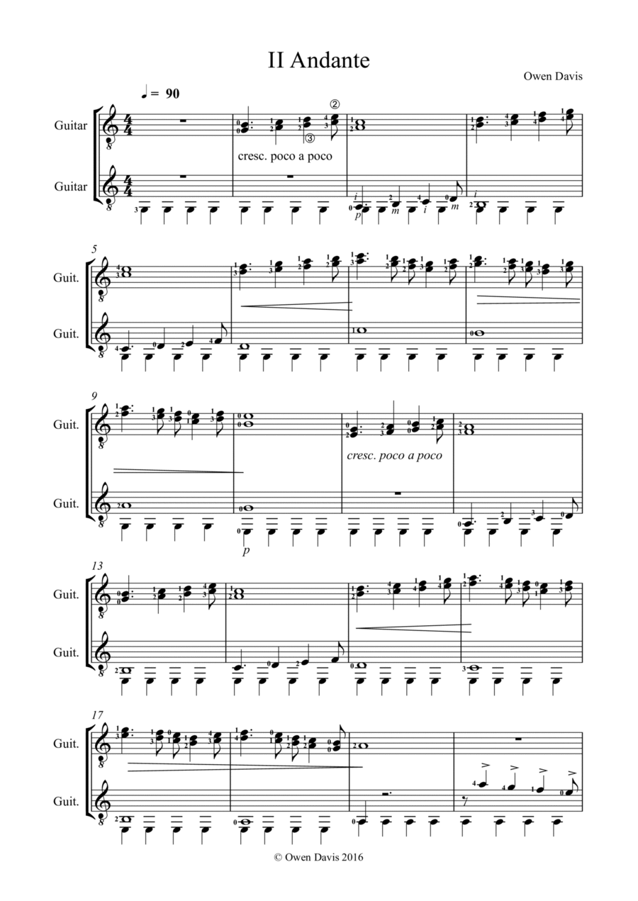 Sonatina for Guitar Duo II Andante Small Ensemble scores gallery preview page 1
