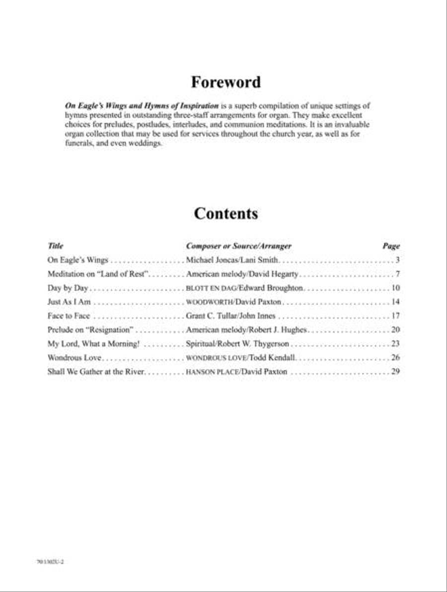 On Eagle's Wings and Hymns of Inspiration Organ Solo scores gallery preview page 2