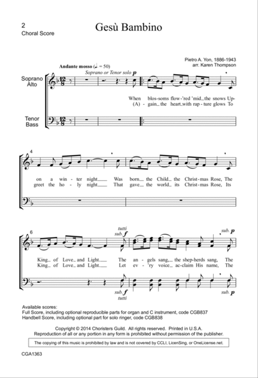 Gesu Bambino (Choral Score) 4-Part scores gallery preview page 2