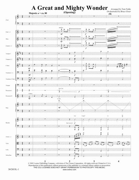 A Great and Mighty Wonder - Orchestral Full Score and Parts