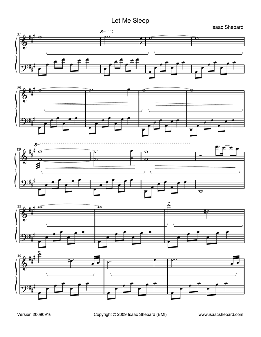 Let Me Sleep Piano Solo scores gallery preview page 2