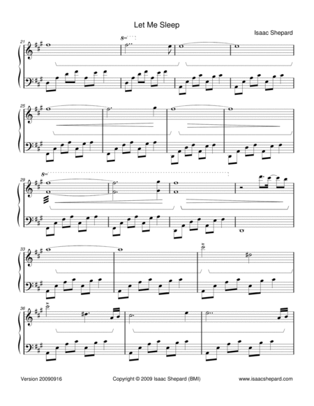 Let Me Sleep Piano Solo - Digital Sheet Music