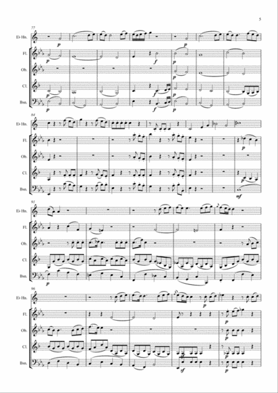 Mozart: Horn Quintet K407 (Complete) - wind quintet Woodwind Quintet scores gallery preview page 6
