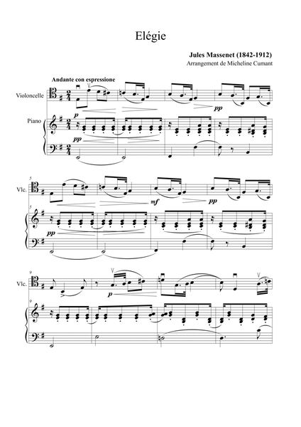 Massenet-Elégie pour violoncelle et piano image number null