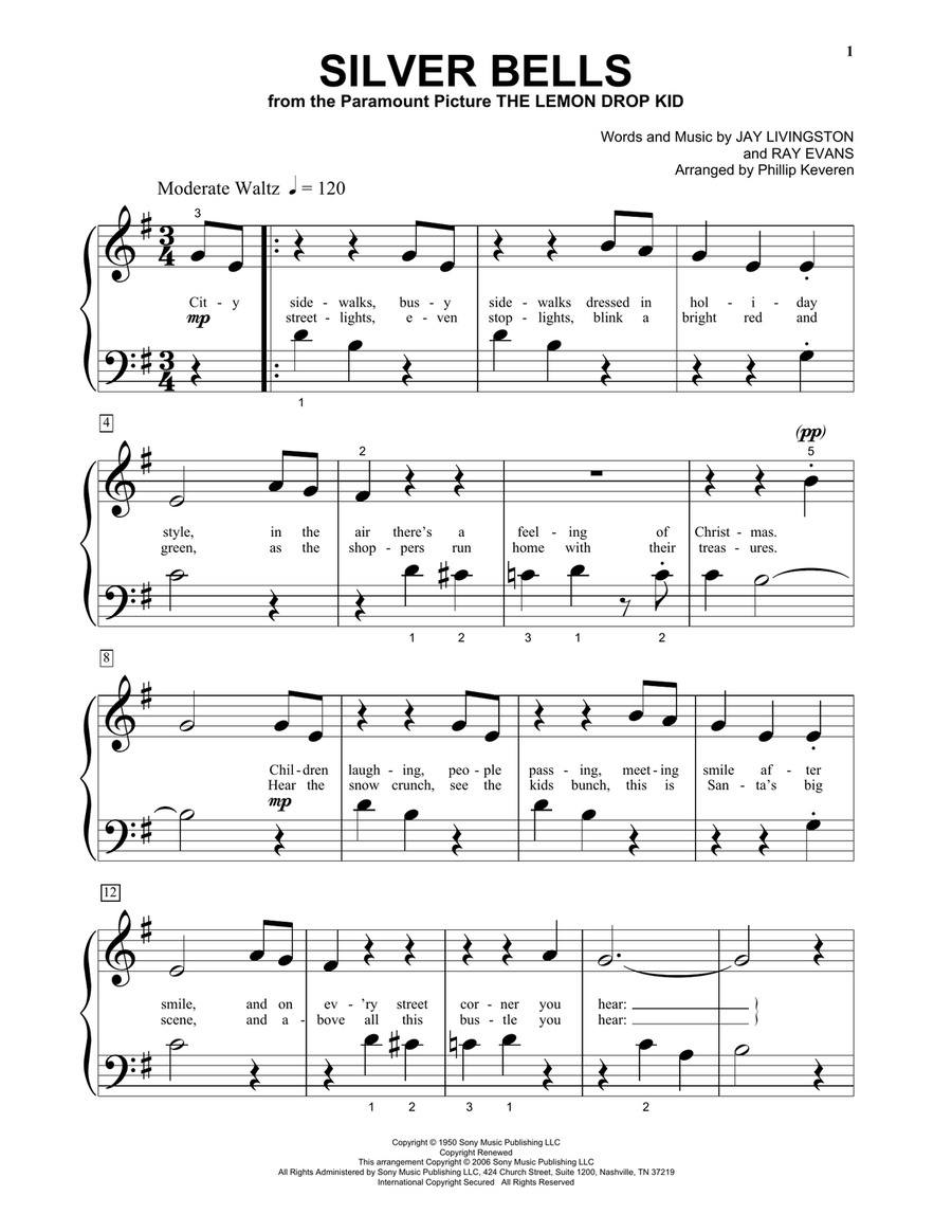 Silver Bells (arr. Phillip Keveren) Piano Solo scores gallery preview page 1