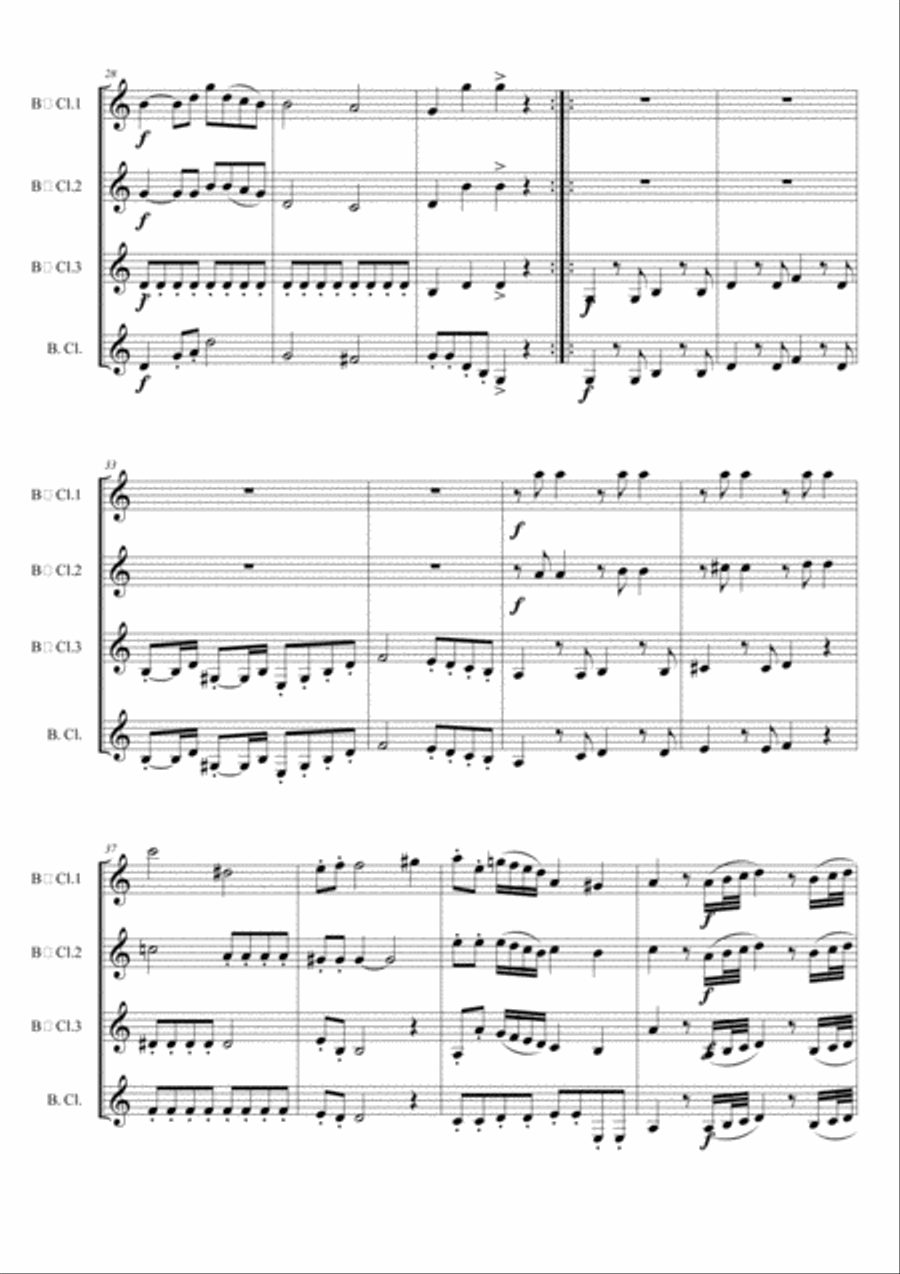 Divertimento Mtv. 1 in Bb for Clarinet Quartet Clarinet Quartet scores gallery preview page 3