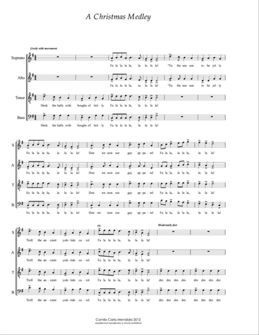 A Christmas Medley A Christmas Medley 4-Part scores gallery preview page 1