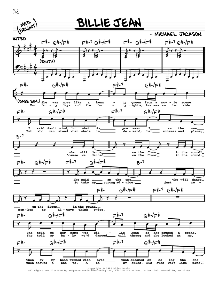 Billie Jean Voice scores gallery preview page 1