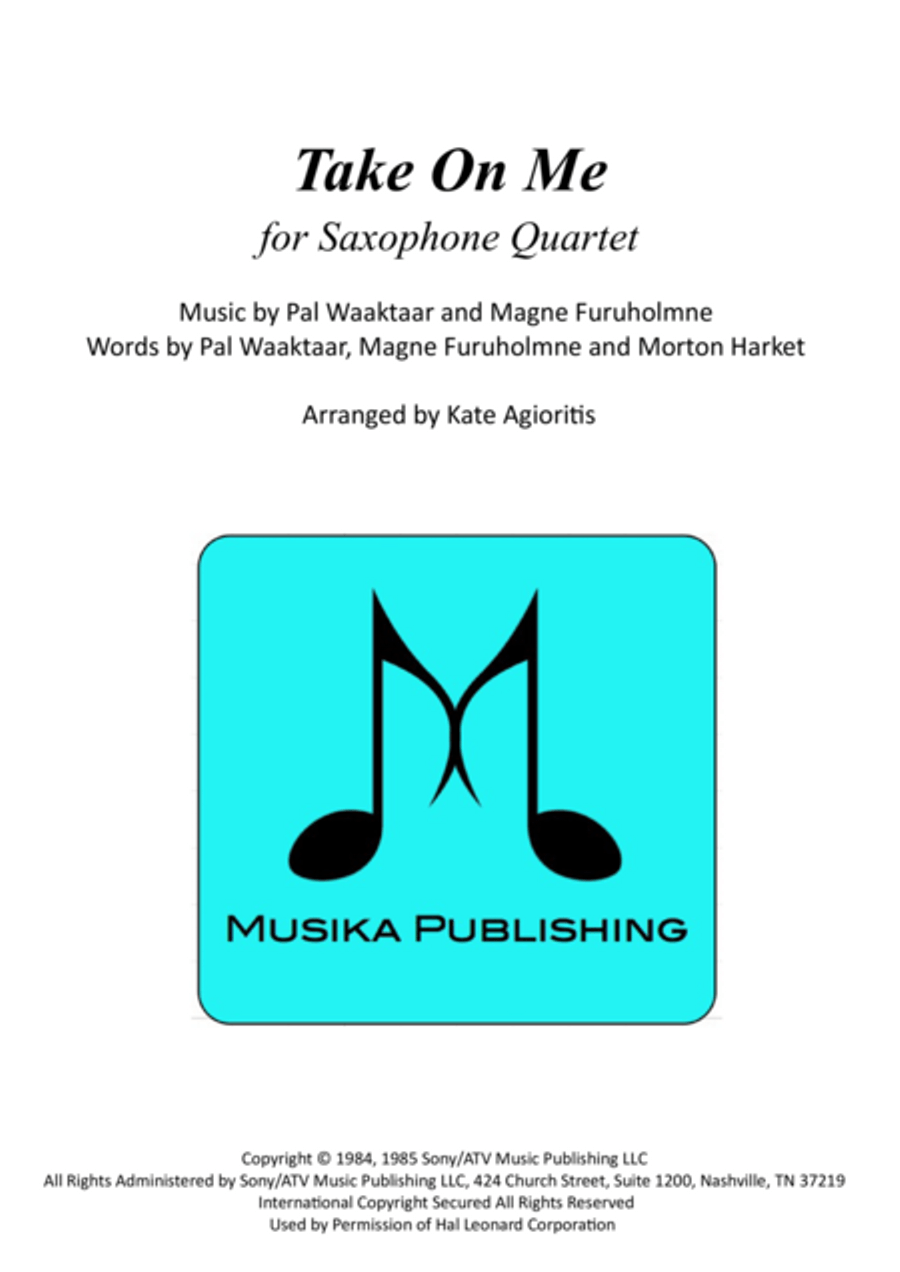 Take On Me Saxophone Quartet scores gallery preview page 1