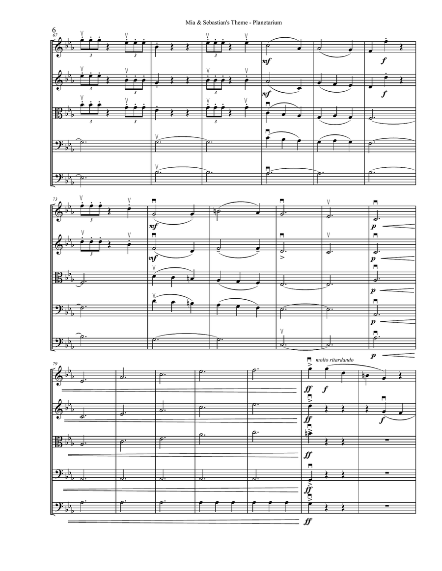 Mia & Sebastian's Theme String Orchestra scores gallery preview page 6