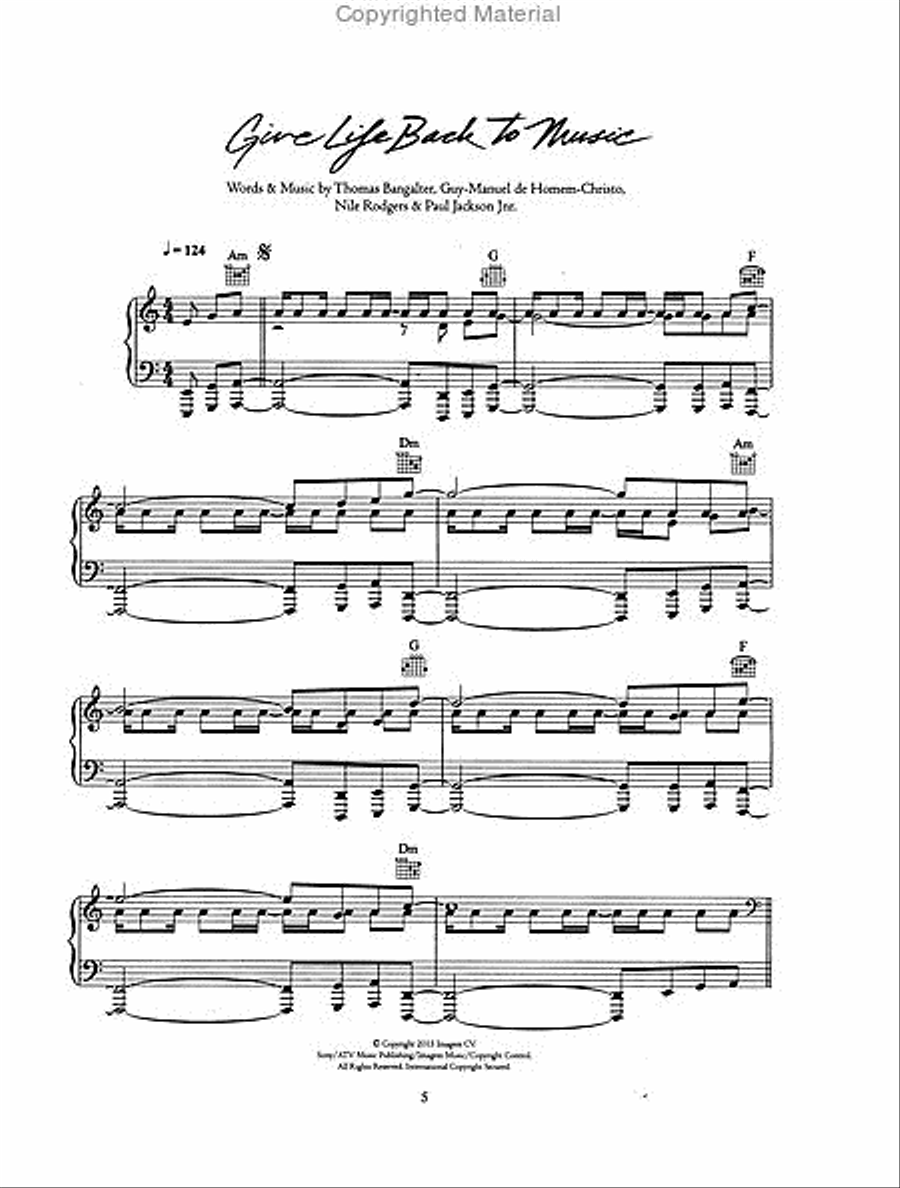 Daft Punk – Random Access Memories Piano, Vocal, Guitar scores gallery preview page 2