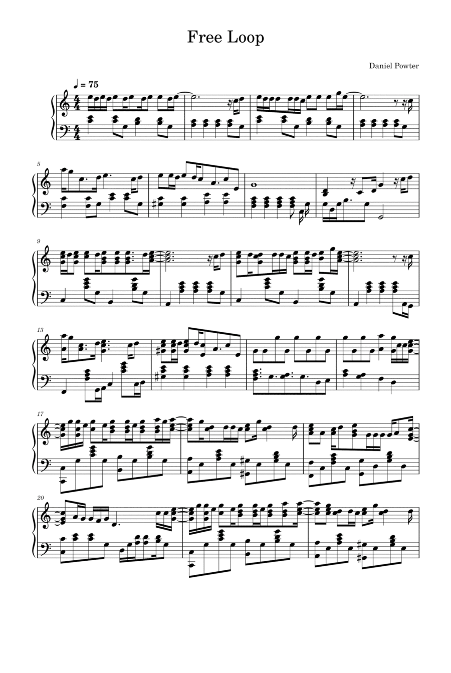 Free Loop Piano Solo scores gallery preview page 1