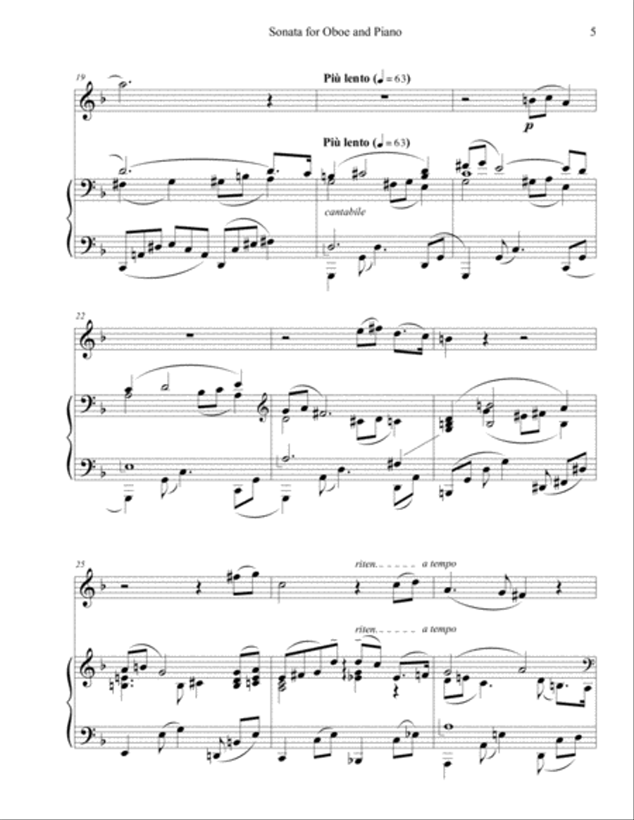 Sonata for Oboe and Piano Woodwind Duet scores gallery preview page 5