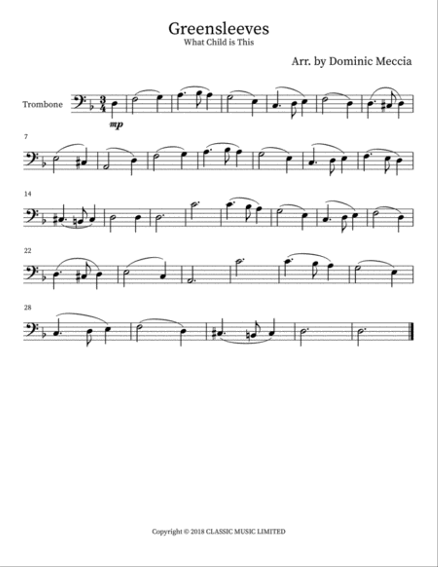 Greensleeves Brass Ensemble scores gallery preview page 1