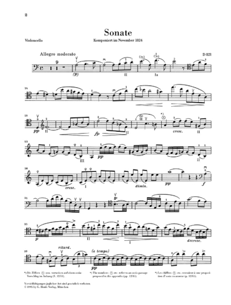 Sonata for Piano and Arpeggione a minor (Version for Violoncello) D 821 (op. post.)