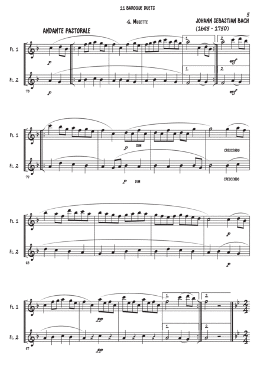 11 Baroque Flute duets 11 Baroque Flute duets Flute Duet scores gallery preview page 6